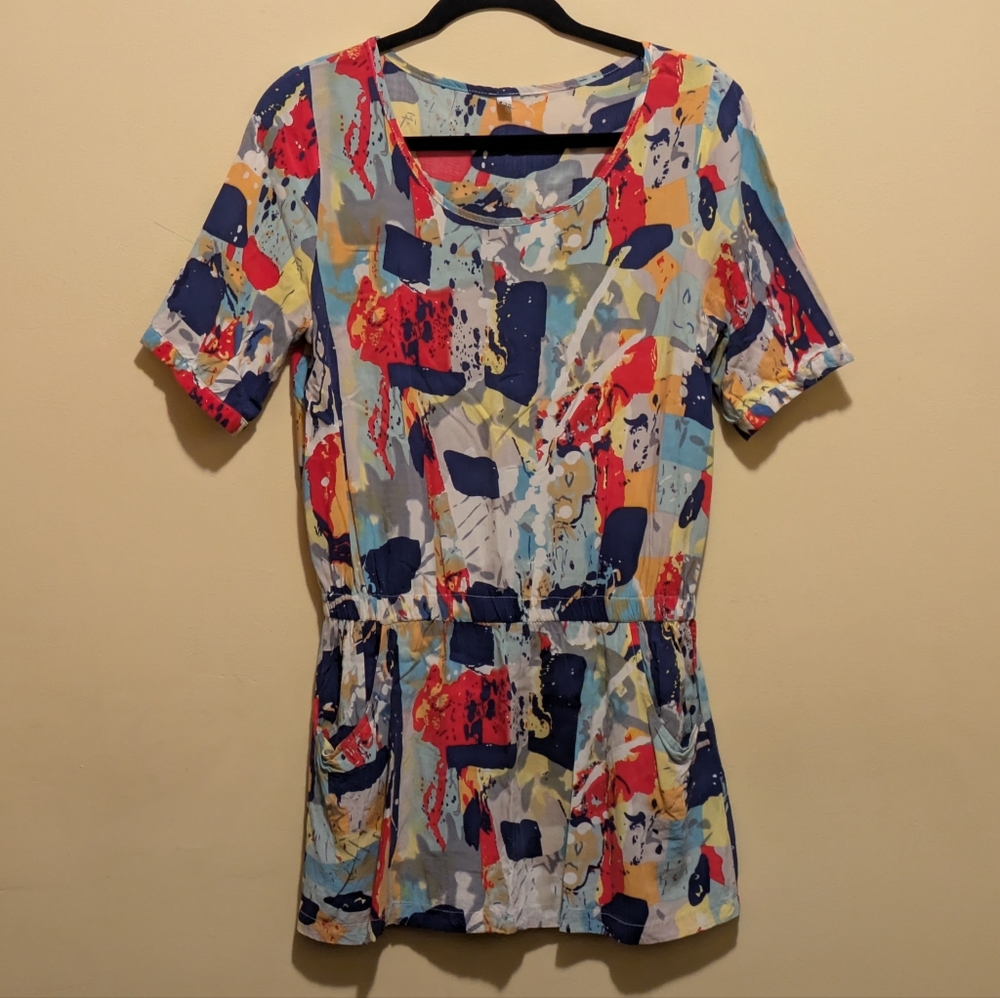 Artsy Graphic Pou Dou Dou Peplum Blouse | Women's M